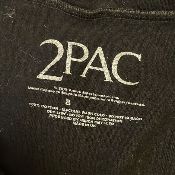 Tupac Ladies 100% Cotton Black Printed Short Sleeve T-Shirt Dress - size 8 - Picture 5 of 5